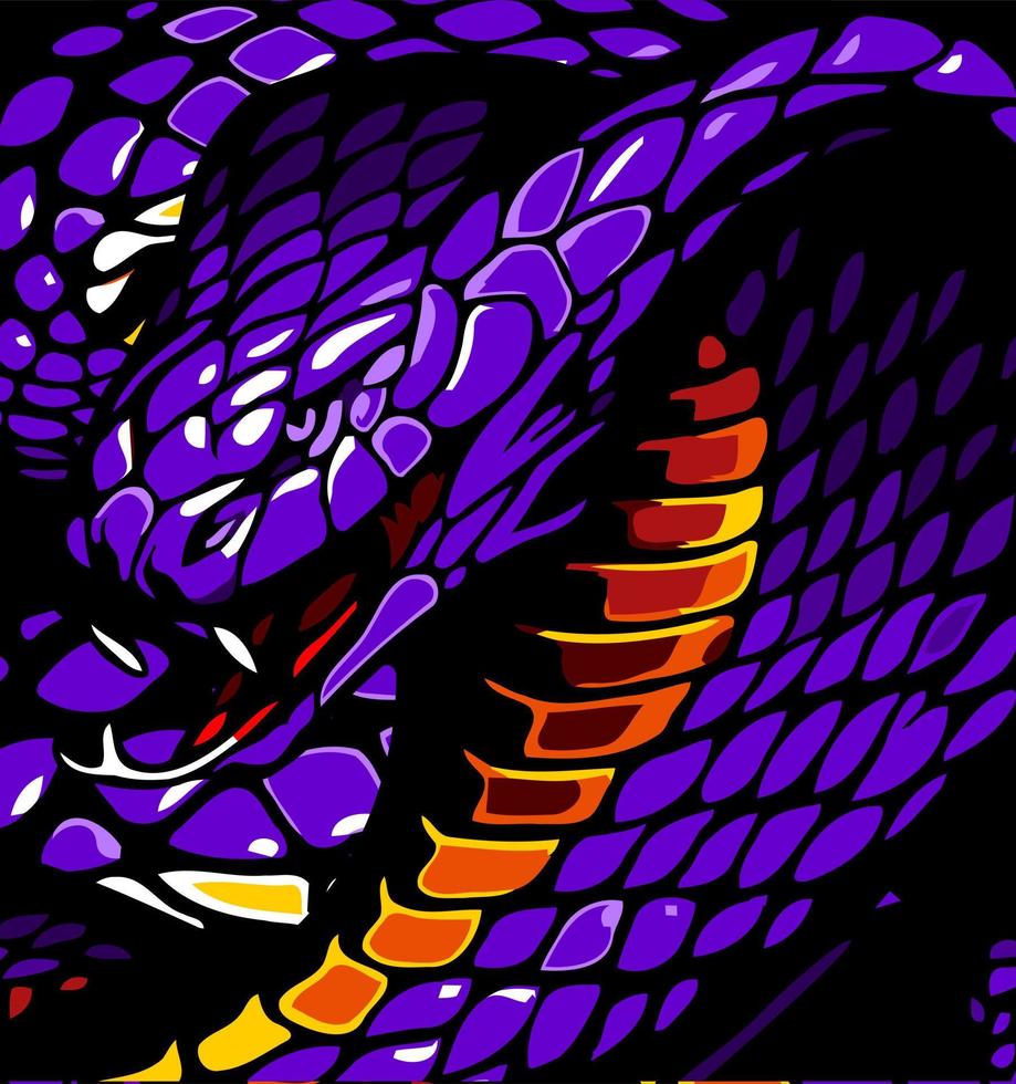 king cobra snake purple black... vector