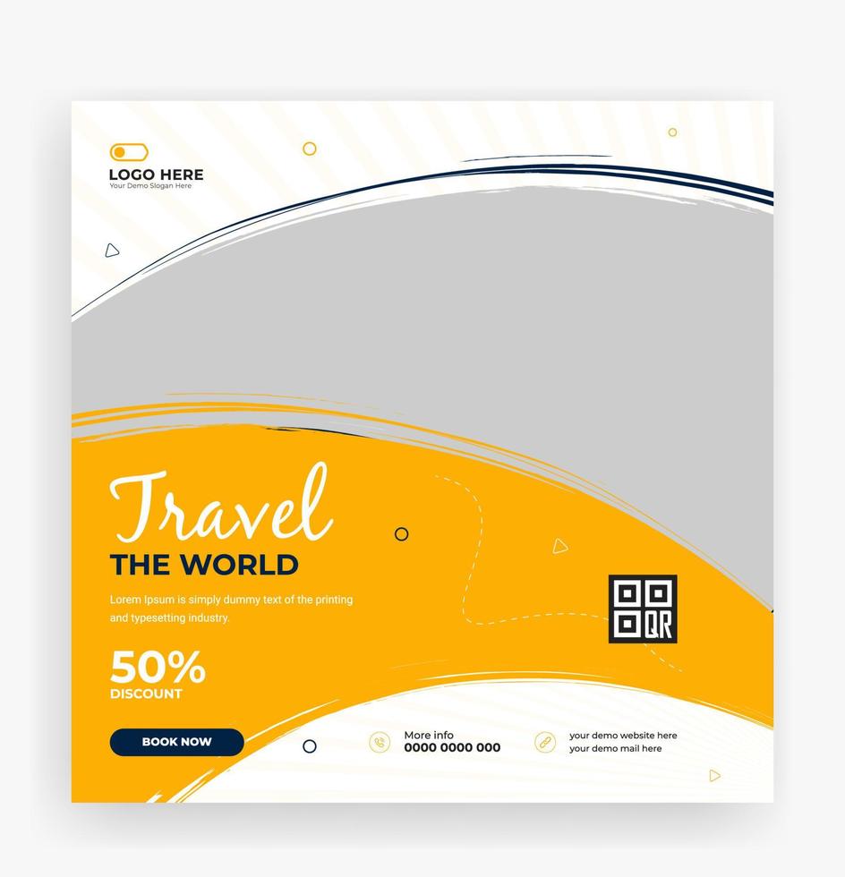 Travel social media post banner template vector