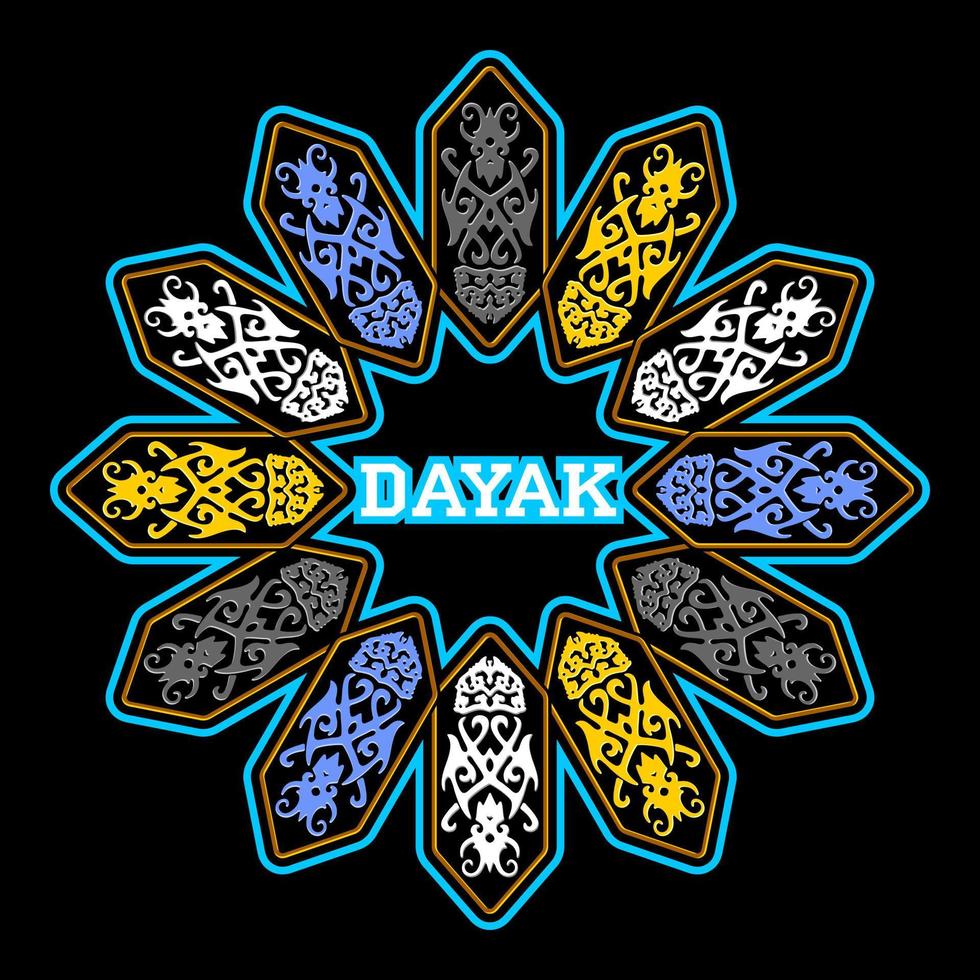 twelve colorful Dayak shields... vector