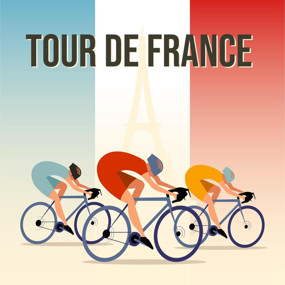 ilustración vectorial de bicicleta. plantilla de póster. diseño de ropa ilustración deportiva de bicicleta. Portada de la plantilla de celebración del Tour de Francia. vector