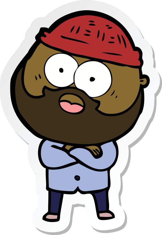 sticker of a cartoon bearded man vector