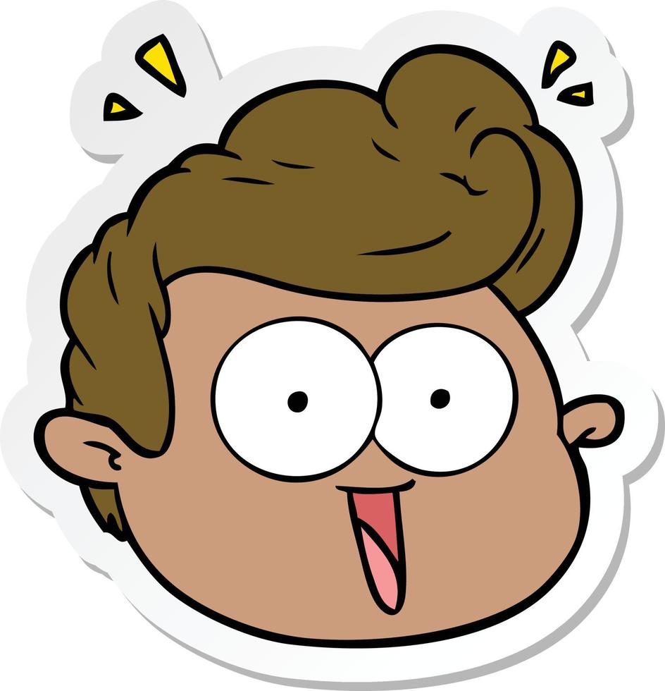 sticker of a cartoon male face surprised vector