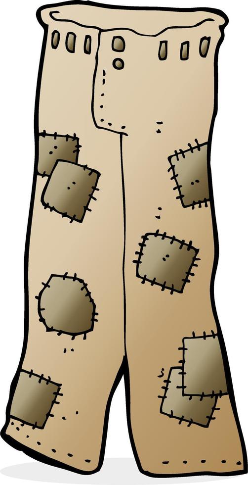 pantalones viejos remendados de dibujos animados vector