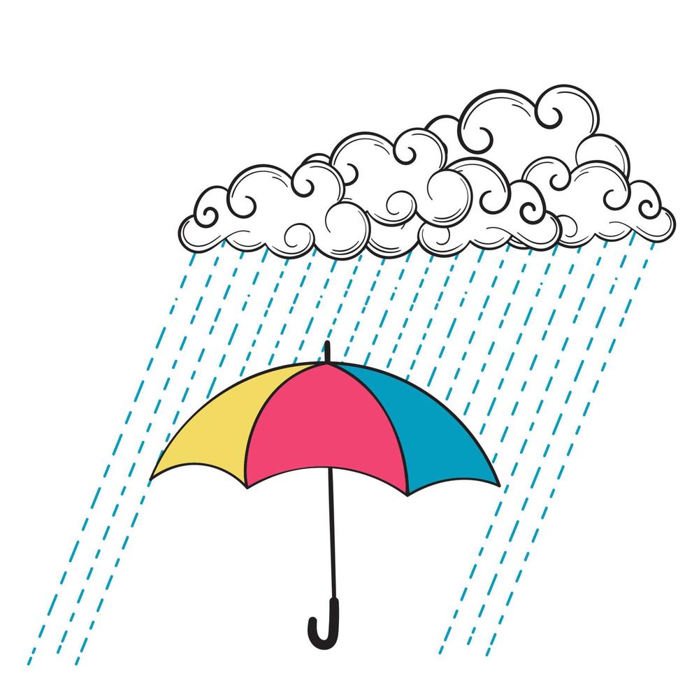 ilustración vectorial de paraguas y lluvia vector