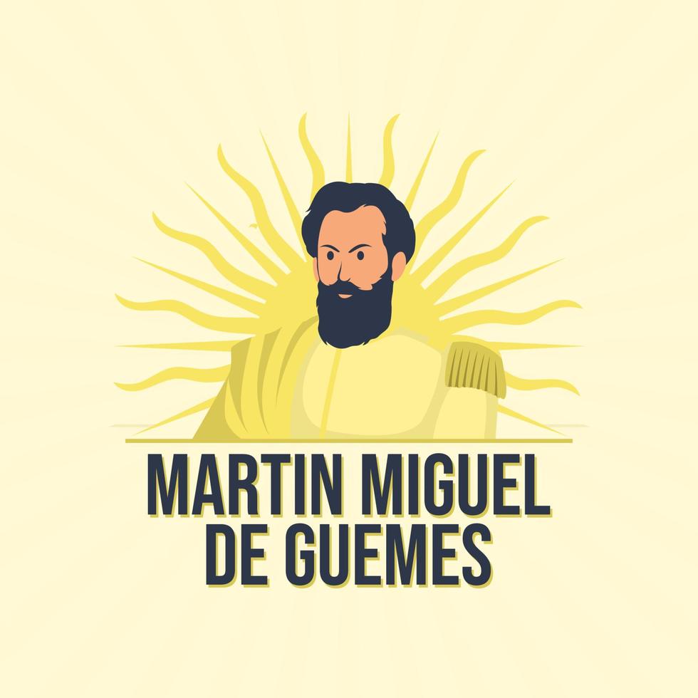 dia de martin miguel de guemes. plantilla de vector de día de celebración internacional. ilustración del festival en todo el mundo. apto para banner, portada, fondo, telón de fondo, afiche. pasos vectoriales 10.