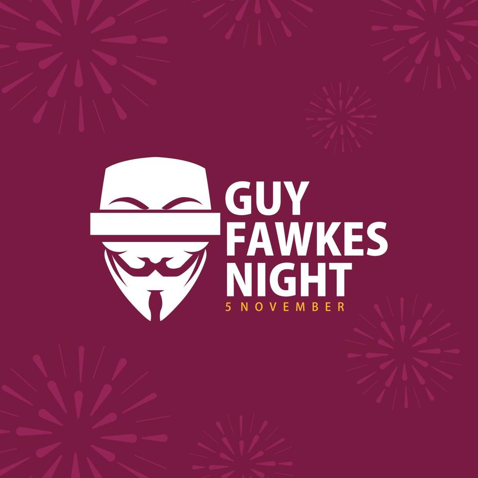 la noche de Guy Fawkes. plantilla de vector de día de celebración internacional. ilustración del festival en todo el mundo. apto para banner, portada, fondo, telón de fondo, afiche. pasos vectoriales 10.