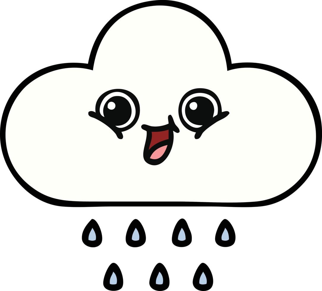 linda nube de lluvia de dibujos animados vector