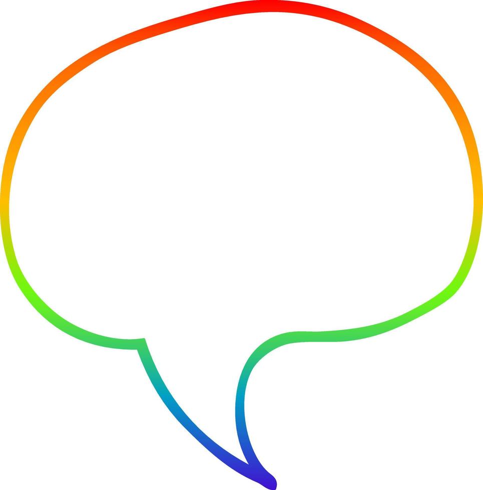 rainbow gradient line drawing cartoon speech bubble vector