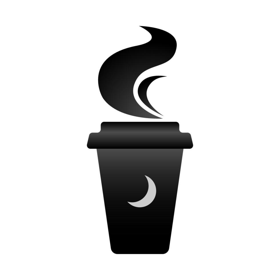 Black minimalistic cup of hot steaming coffee vector