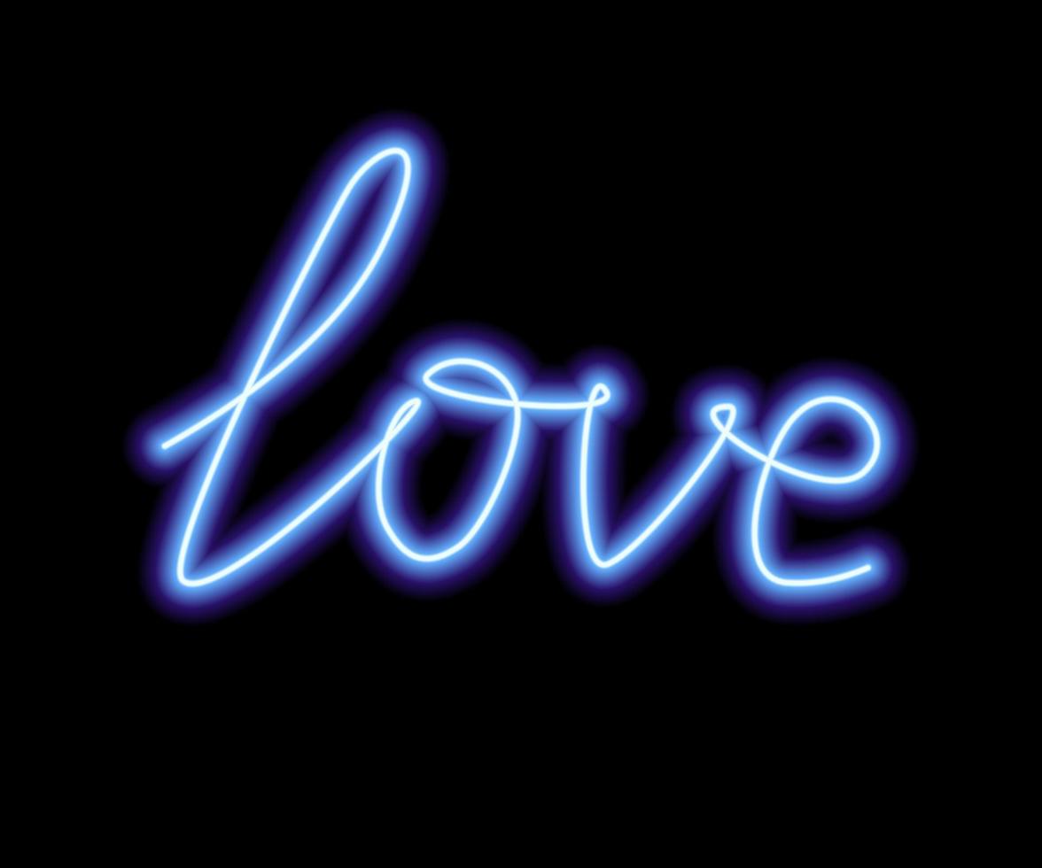 The neon word Love blue is isolated on a black background vector