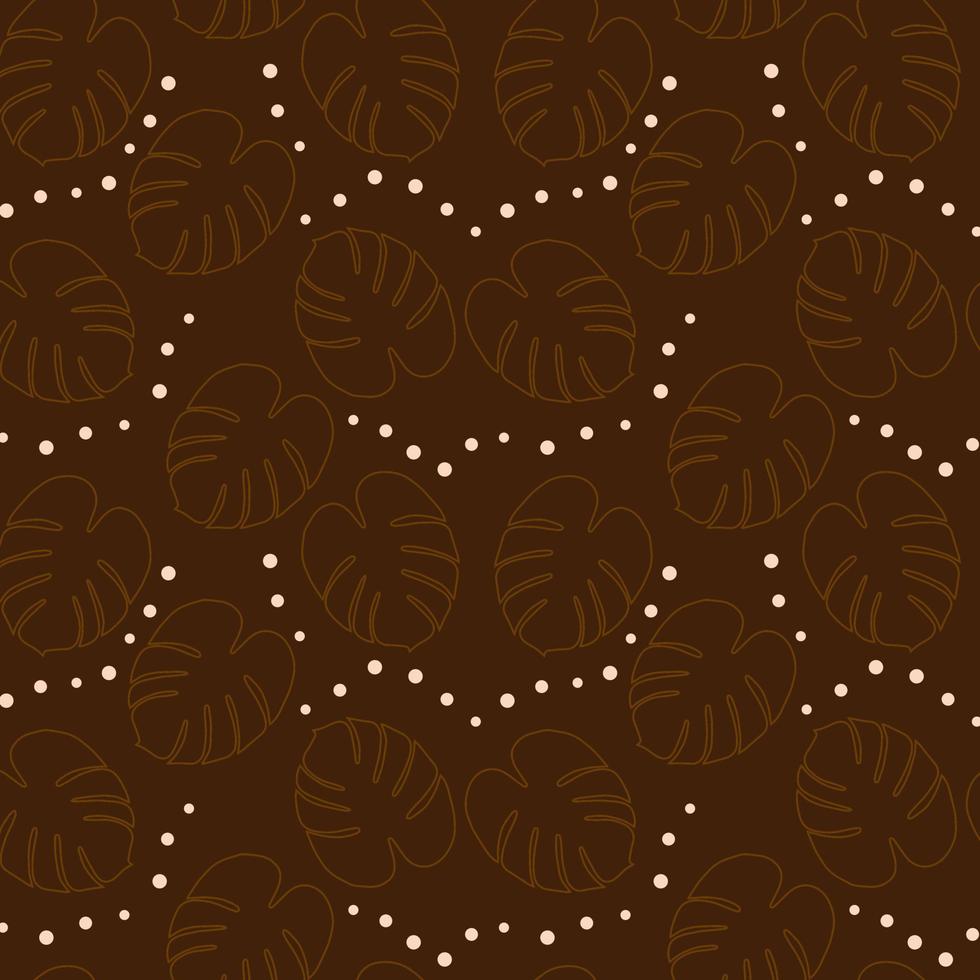 moderno patrón abstracto sin costuras de hojas de monstera en tonos de chocolate de moda. fondo, textura. vector