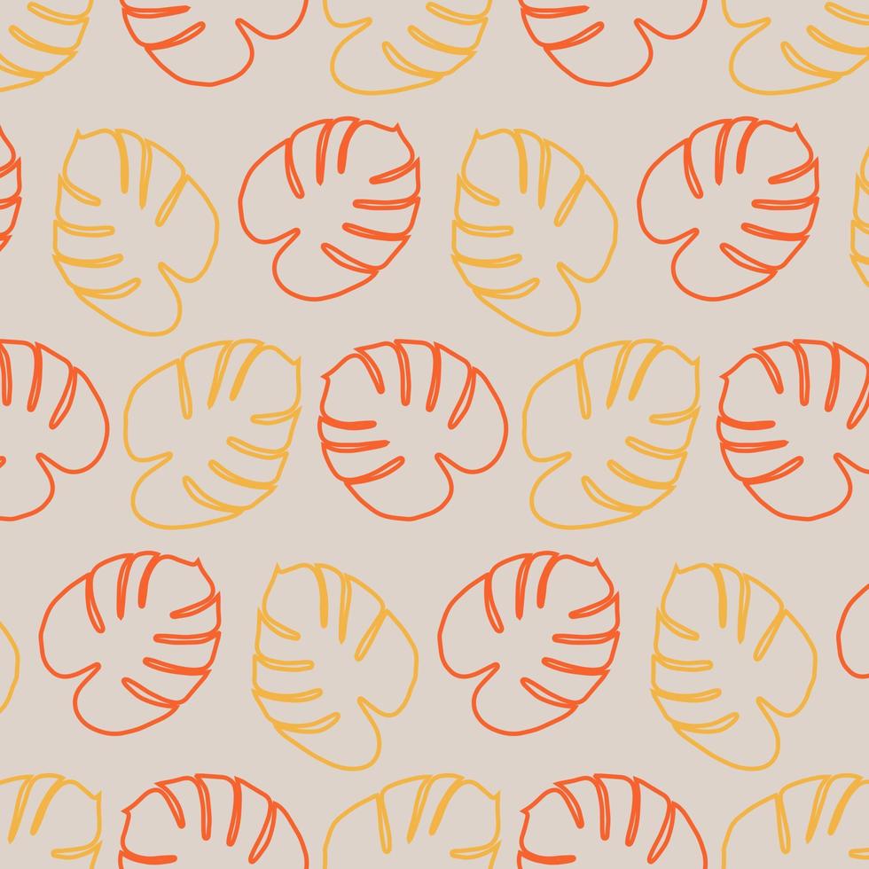 Seamless pattern in a minimalist style featuring exotic monstera leaves in muted trendy shades vector