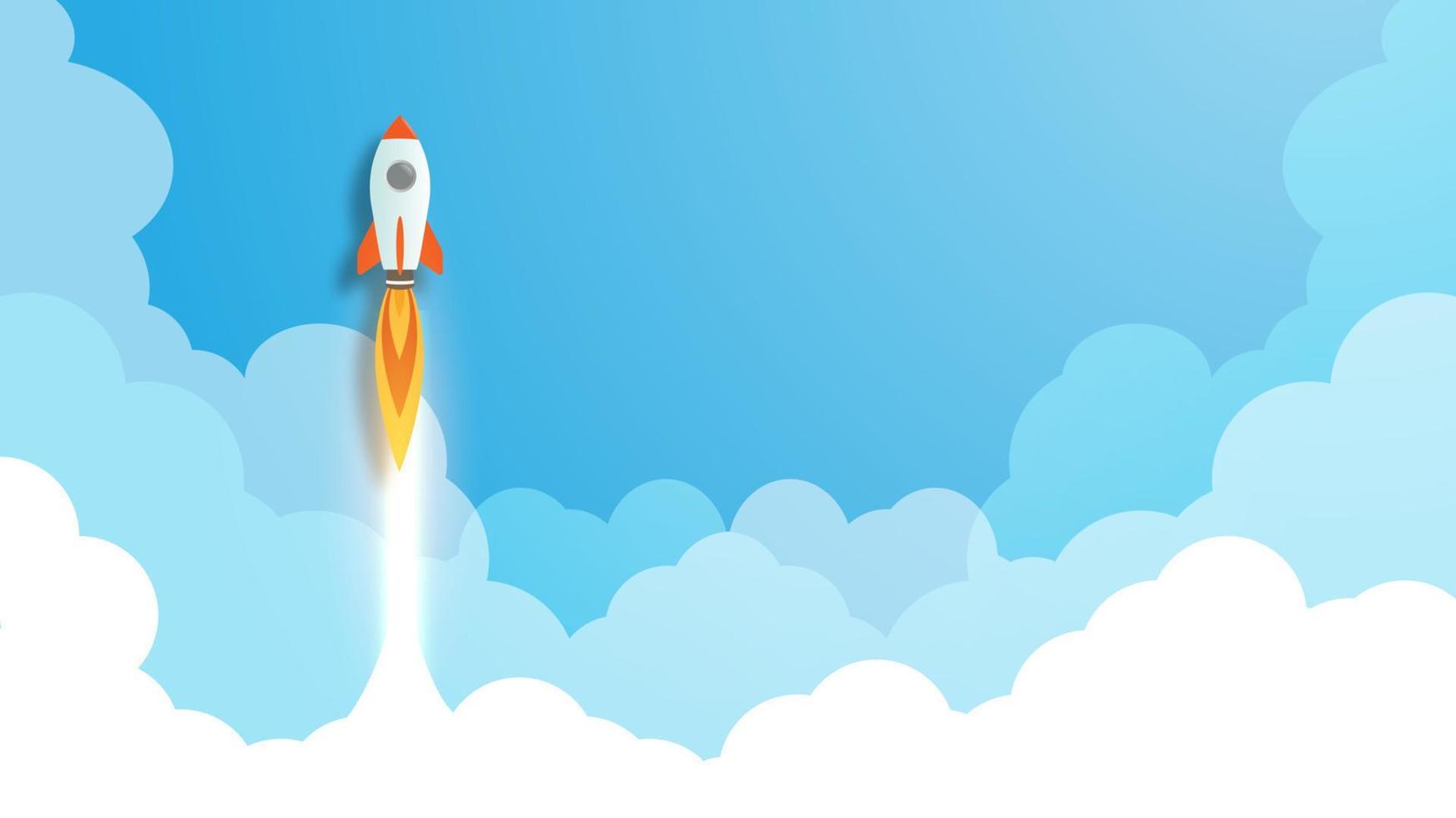 Rocket Launch illustration, startup business concept idea. vector illustration