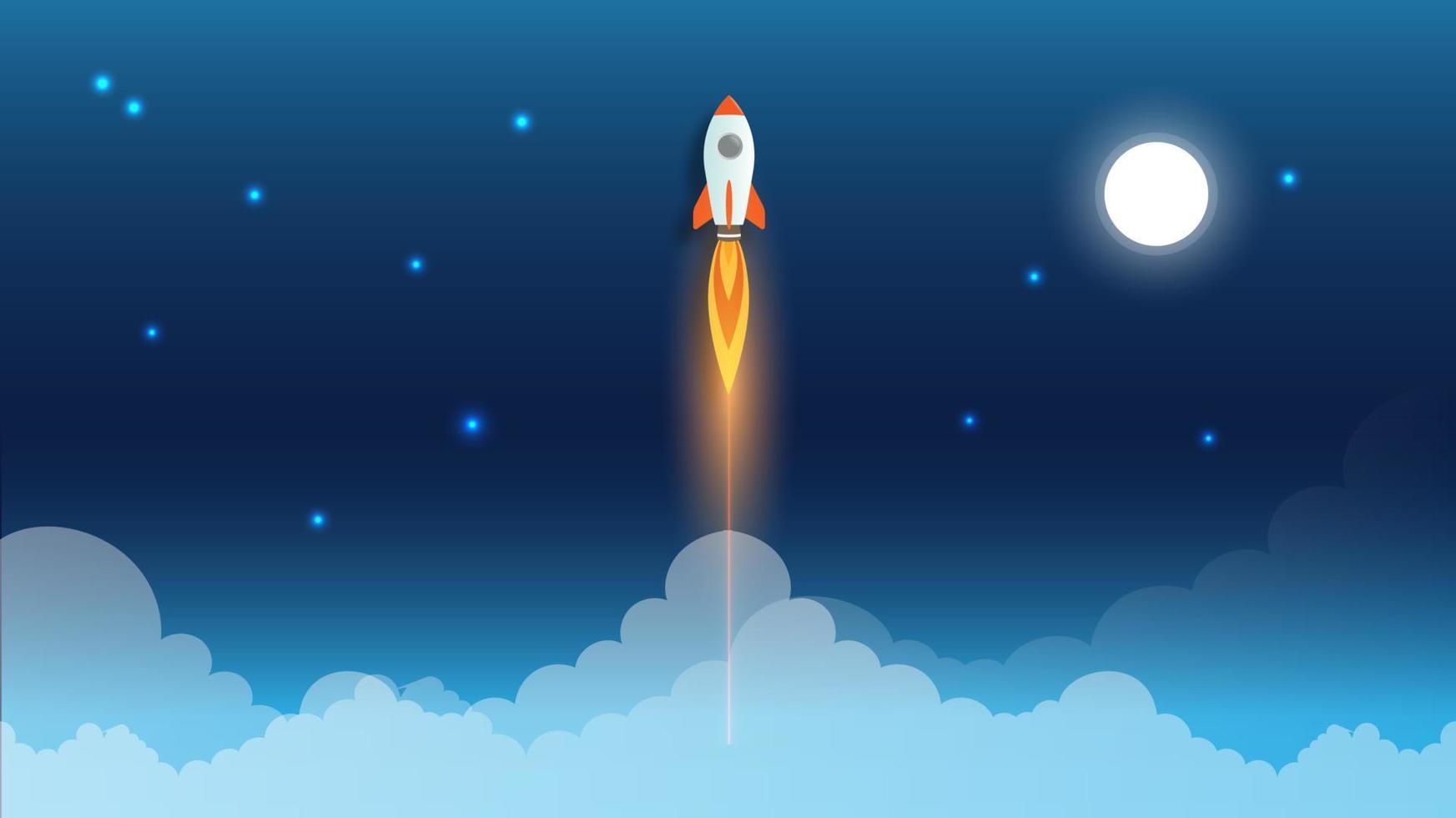 ilustración de lanzamiento de cohete, idea de concepto de negocio de inicio. ilustración vectorial vector