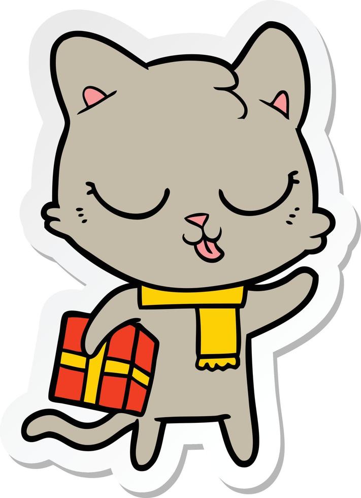 sticker of a cartoon cat vector