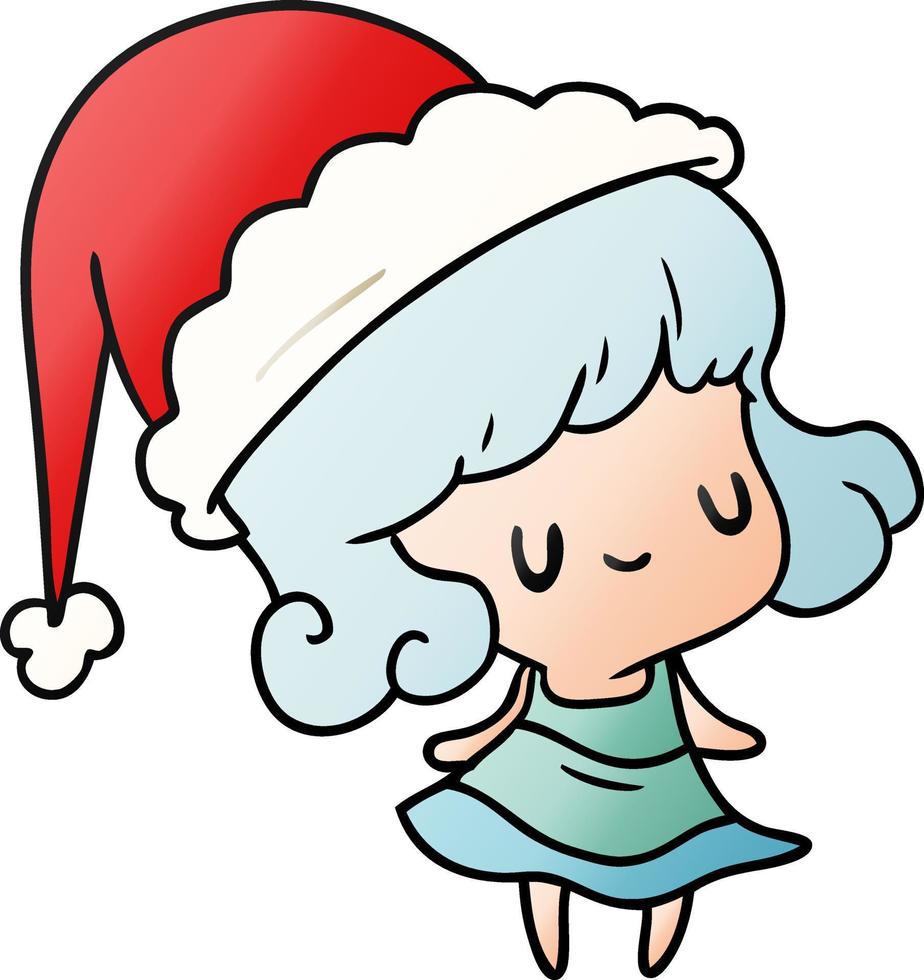 christmas gradient cartoon of kawaii girl vector