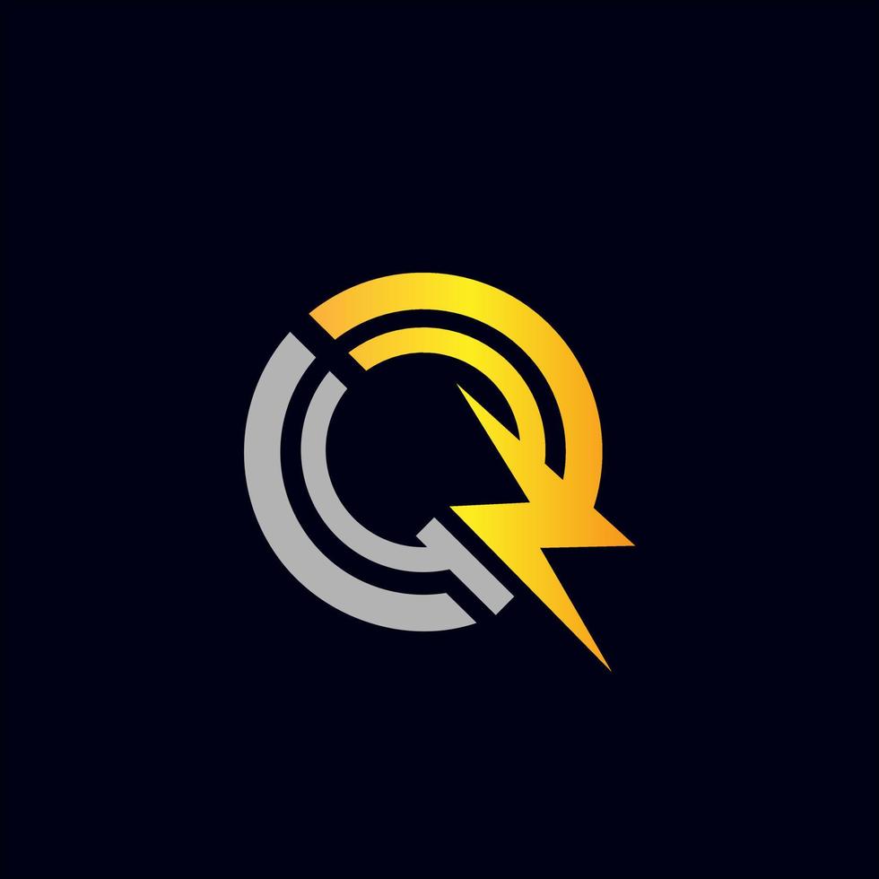 Modern letter Q thunder logo illustration design vector
