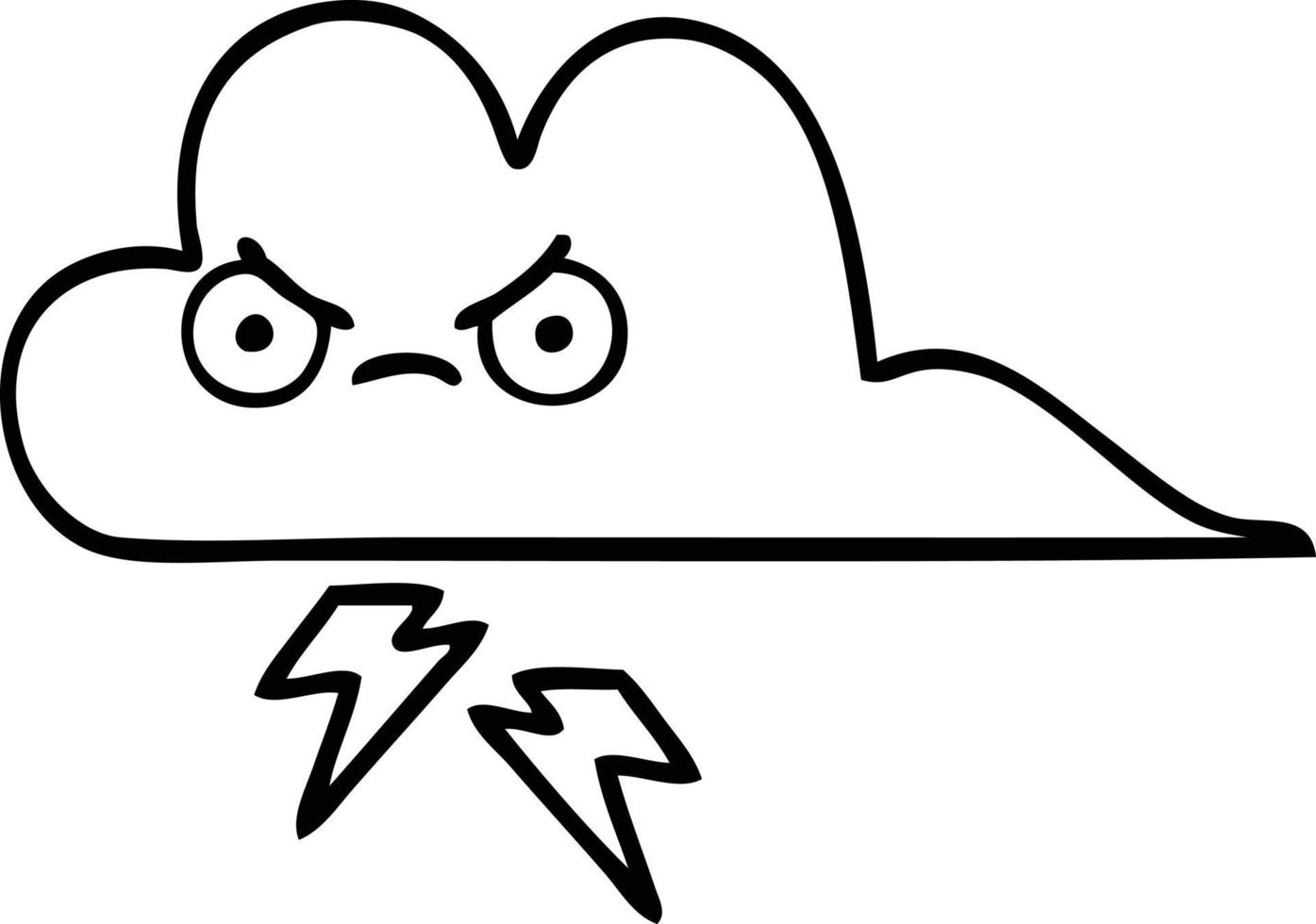 line drawing cartoon thunder cloud vector