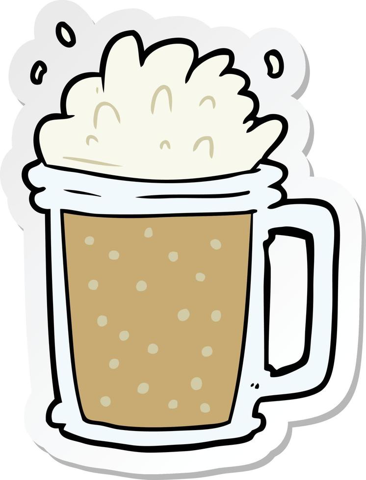 sticker of a cartoon beer vector
