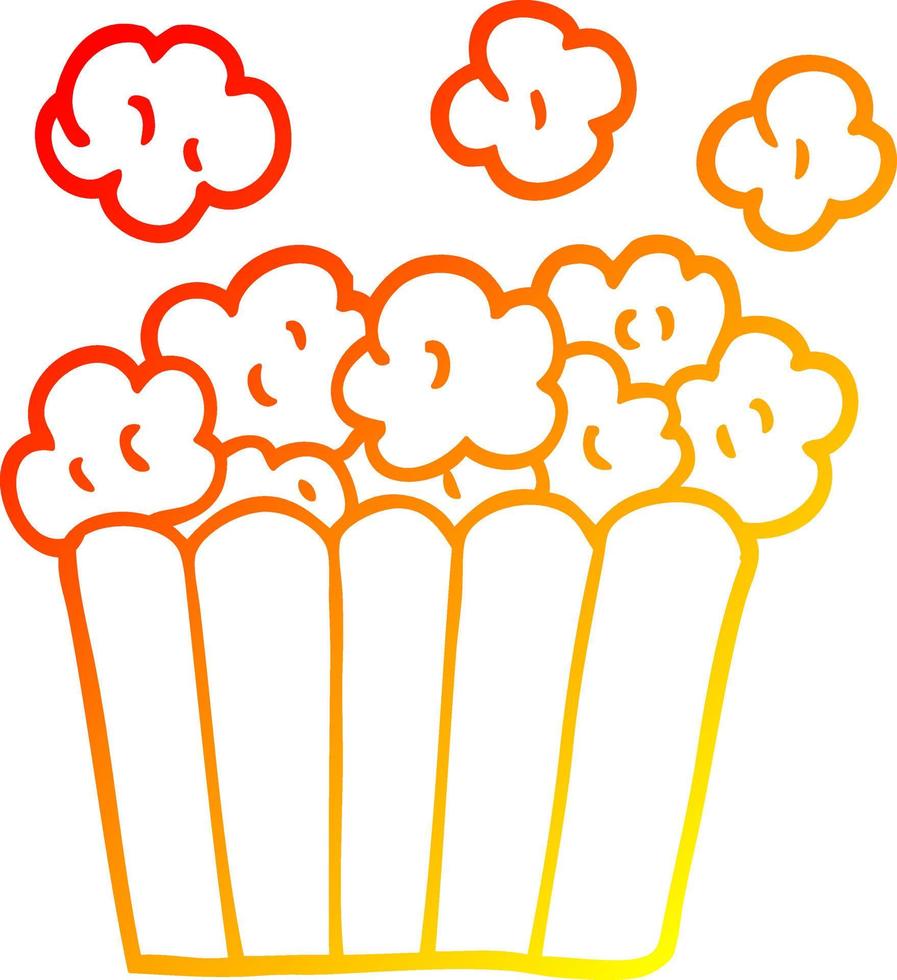 warm gradient line drawing cartoon cinema popcorn vector