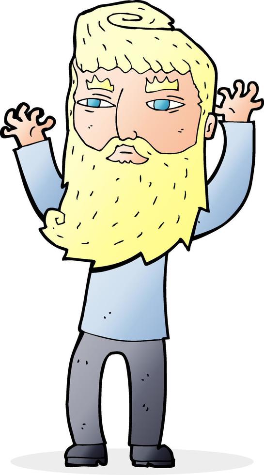 cartoon bearded man waving arms vector