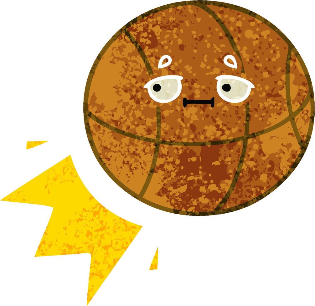 retro illustration style cartoon basketball vector