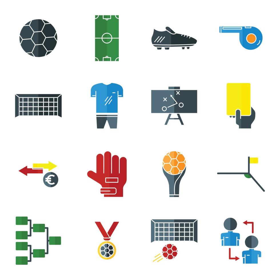 conjunto de vectores de iconos de fútbol. adecuado para icono de fútbol, deporte. estilo de icono plano. ilustración de diseño simple editable