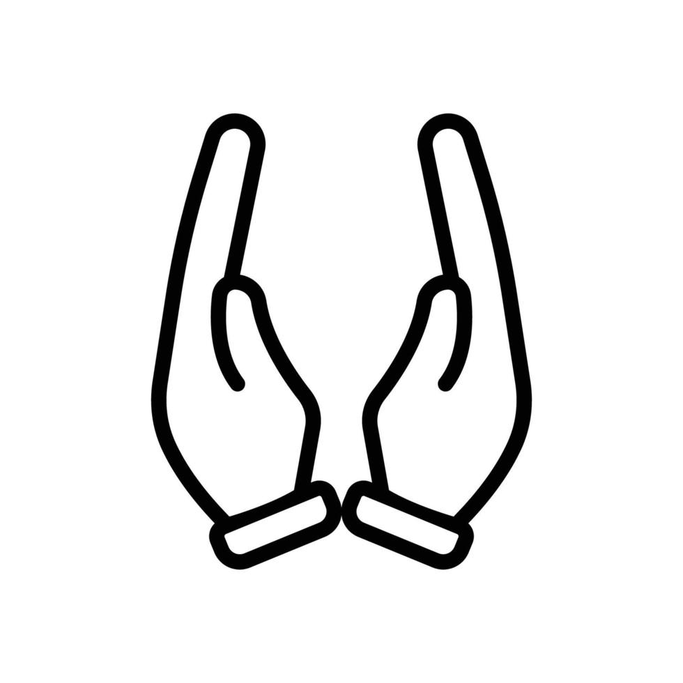 Vector two protecting hands icon. Hand Gesture Icon. Line icon style. Simple design illustration editable