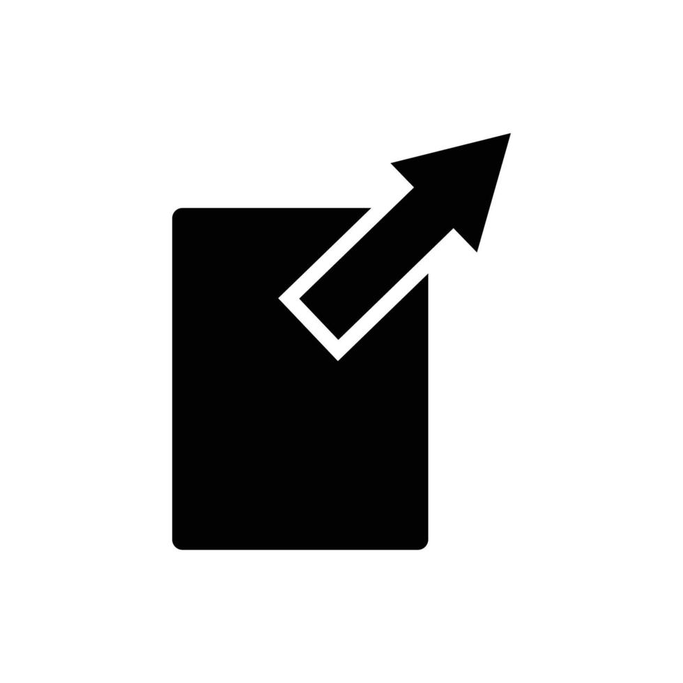 vector de icono de flecha hacia arriba con rectángulo. adecuado para maximizar el símbolo, externo, píxel perfecto. estilo de icono sólido, glifo. ilustración de diseño simple editable