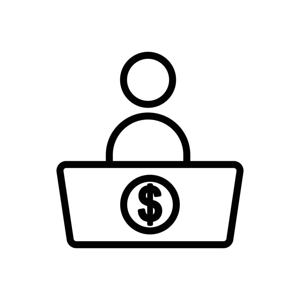 People icon vector with laptop and dollar. Business symbol. line icon style. Simple design illustration editable