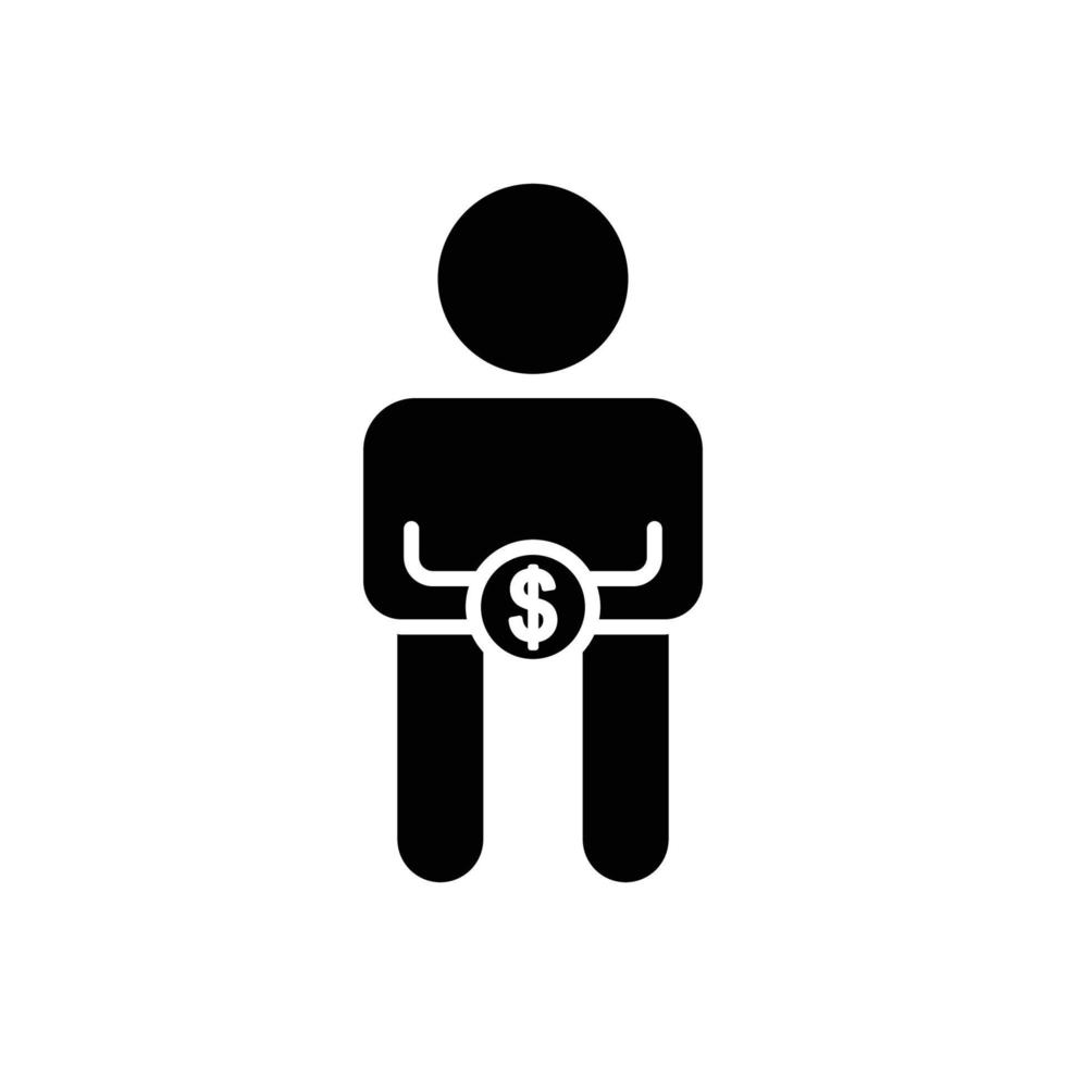People icon vector with dollar. Business symbol, buy. Solid icon style, glyph. Simple design illustration editable