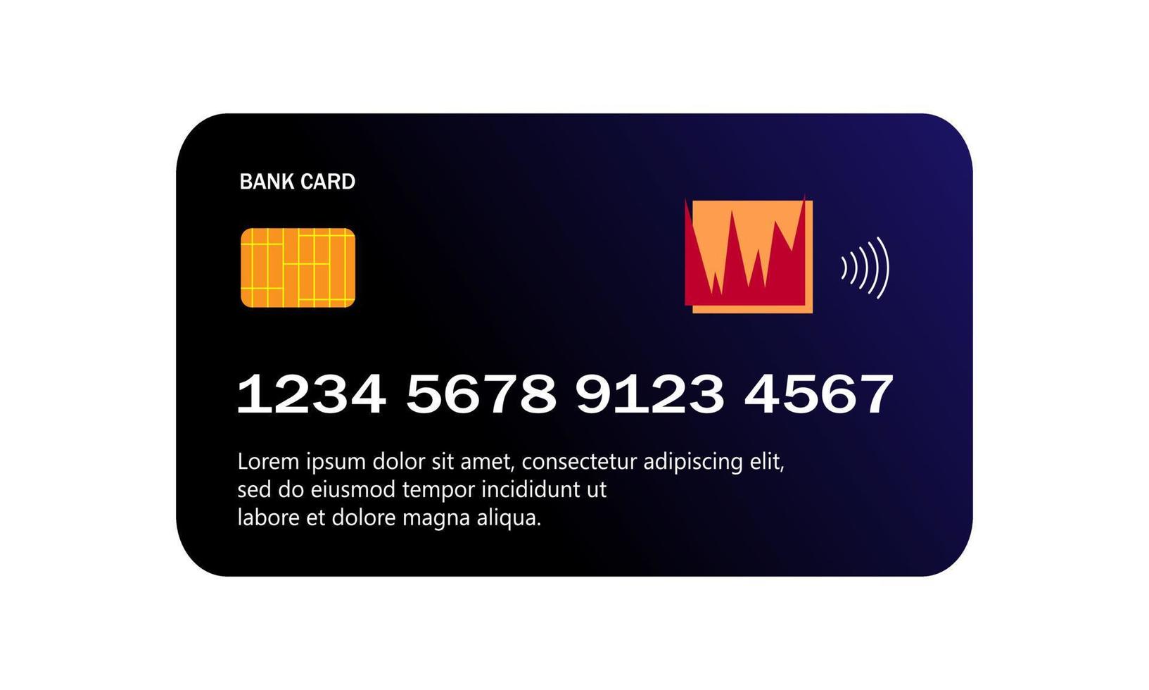Simple template of dark blue credit card vector