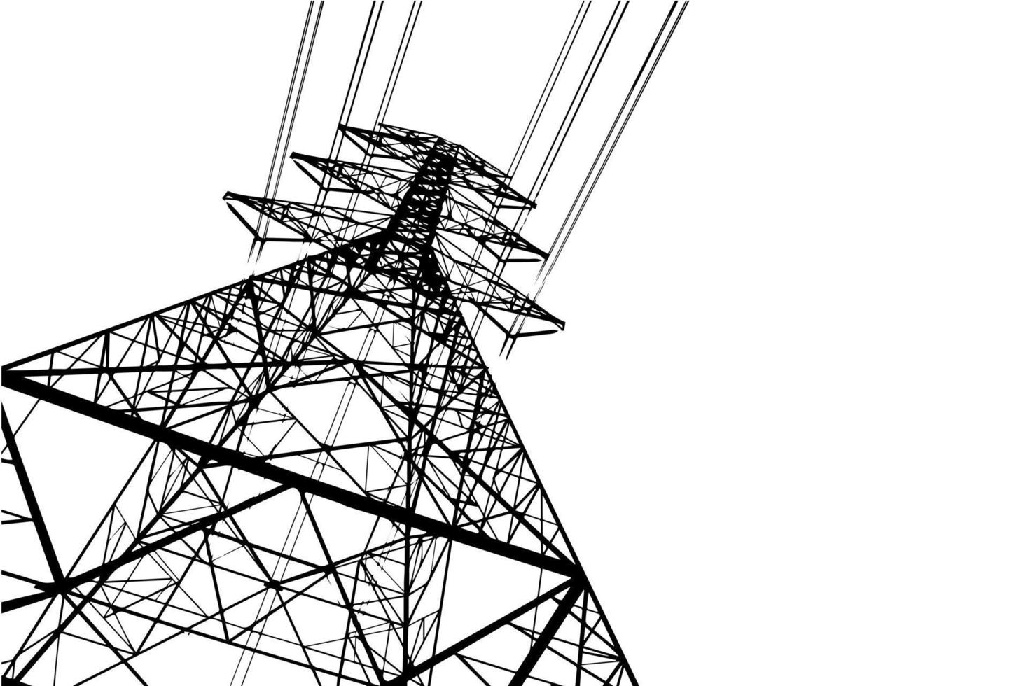 torre de alta tensión con cables. ilustración en blanco y negro con espacio de copia. minimalismo ilustración vectorial vector