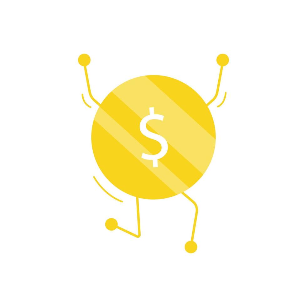 The dollar coin with hands up. The concept of a successful business. Icon vector
