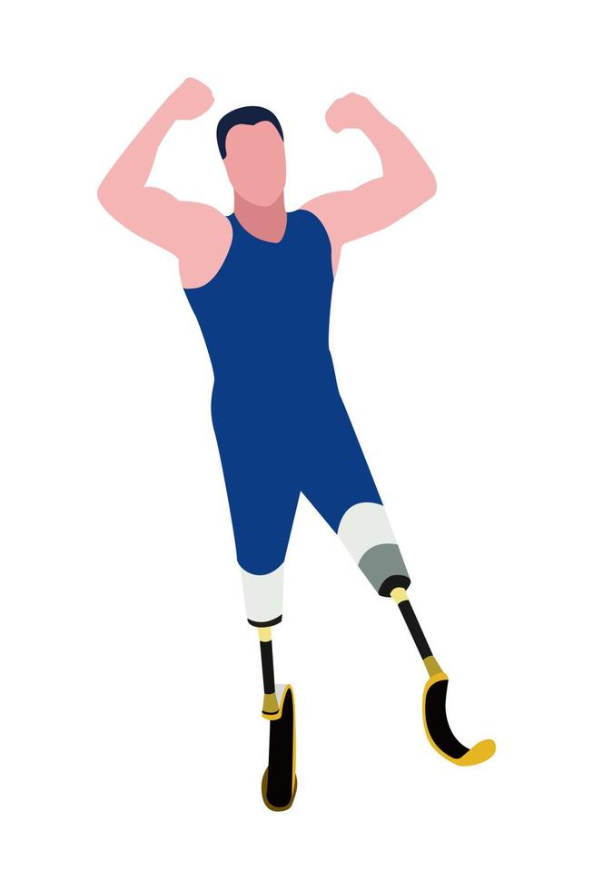 Man athlete marathon runner with prostheses instead of legs. Sports for the disabled, Paralympic sports. Run. Healthy lifestyle. Active life with physical injury. Isolated vector illustration