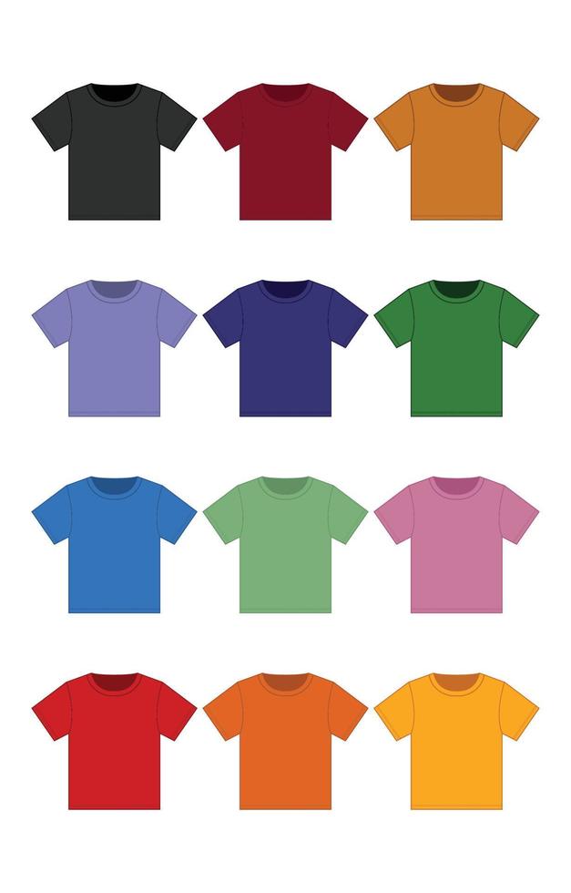 Flat Outline Colorful Tshirt Template Concept vector