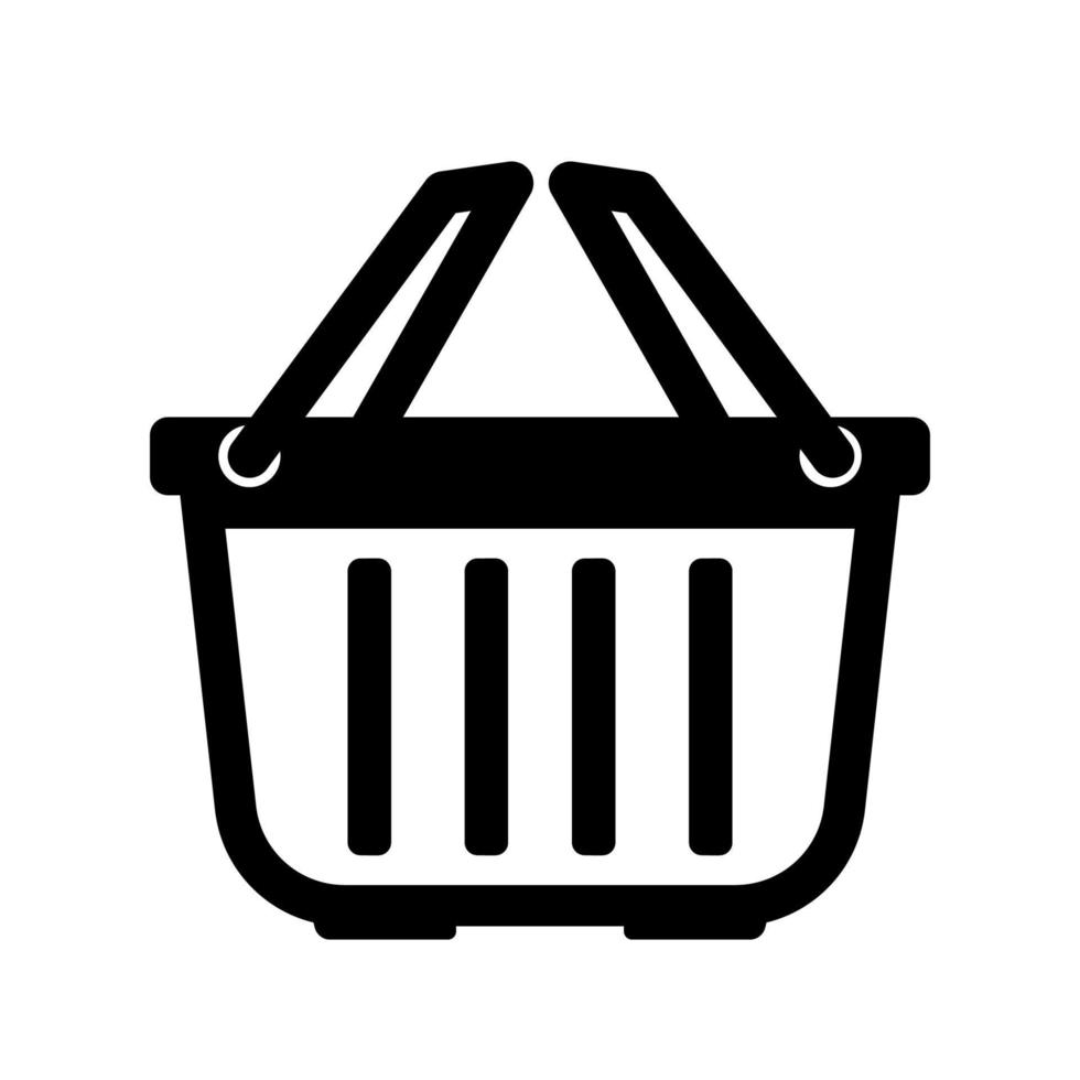 Black Outline Shopping Cart Basket Checkout Icon Vector