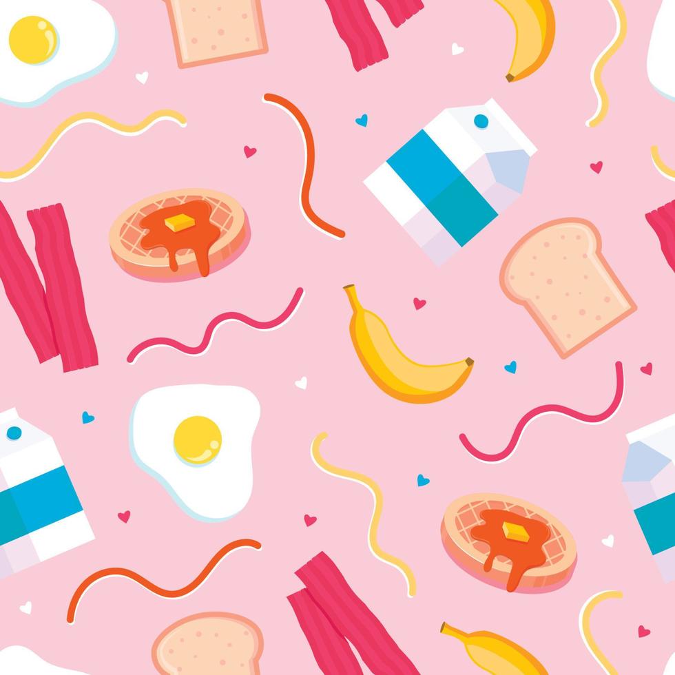 Breakfast Food and Beverages Seamless Pattern vector