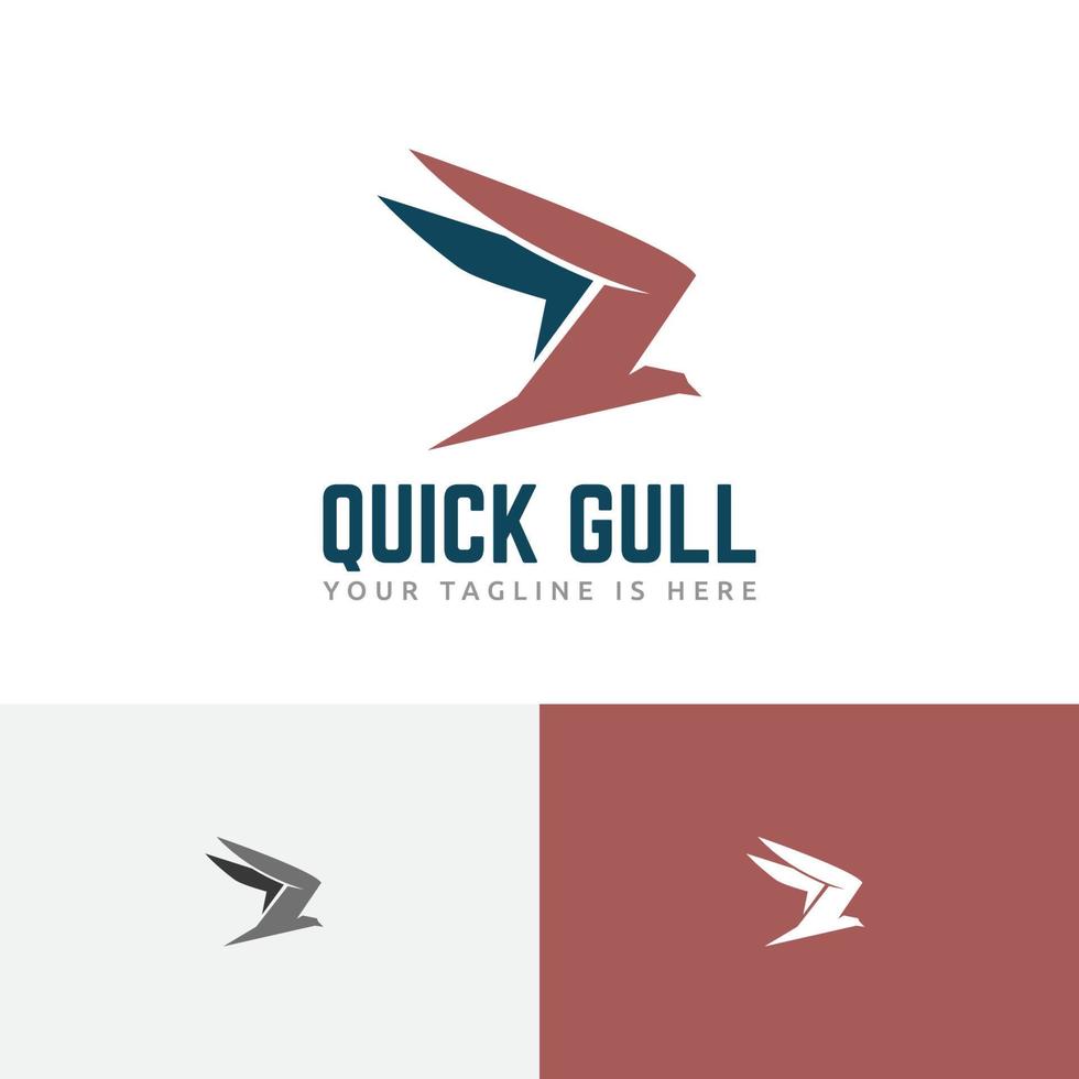 Fast Quick Seagull Bird Fly Transportation Delivery Travel Logo vector