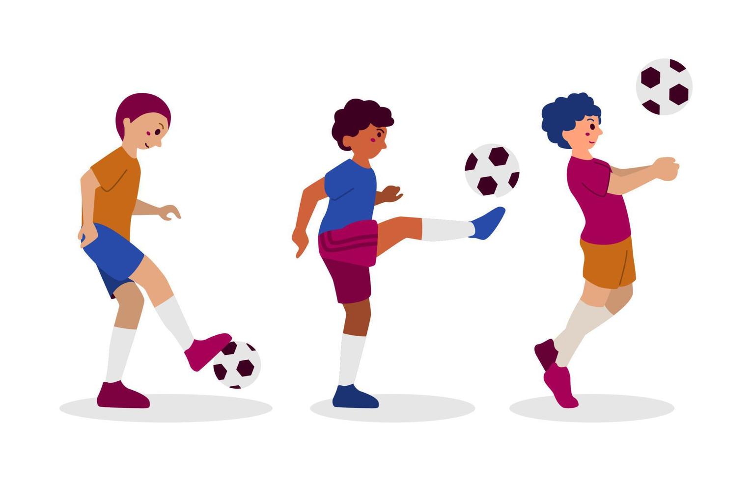 Boy Playing Football Soccer Player Sport Character Isolated vector