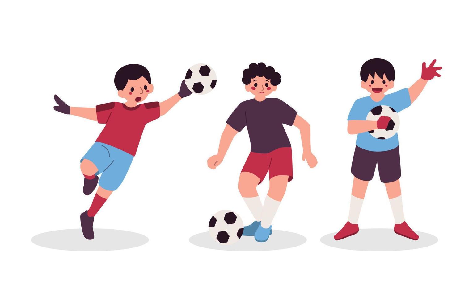 Boy Playing Football Soccer Player Sport Character Isolated vector