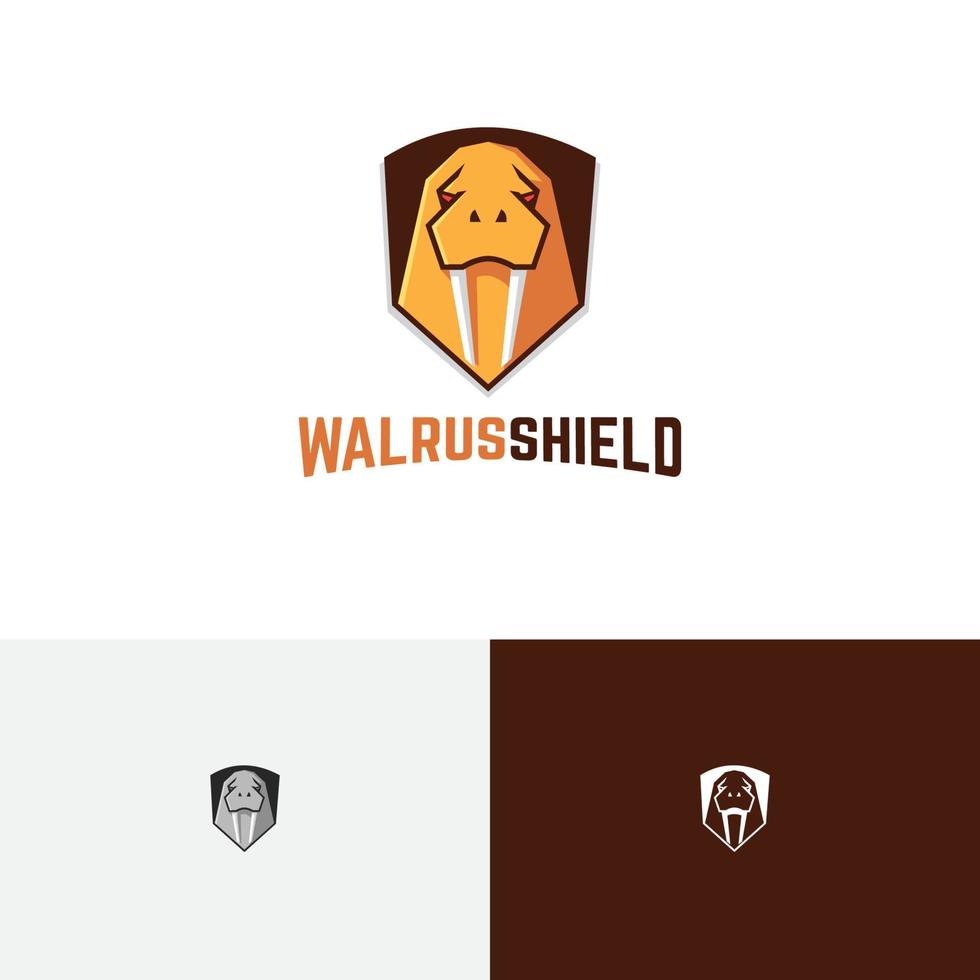 Walrus Shield Guard Strong Protection Game Esport Logo vector