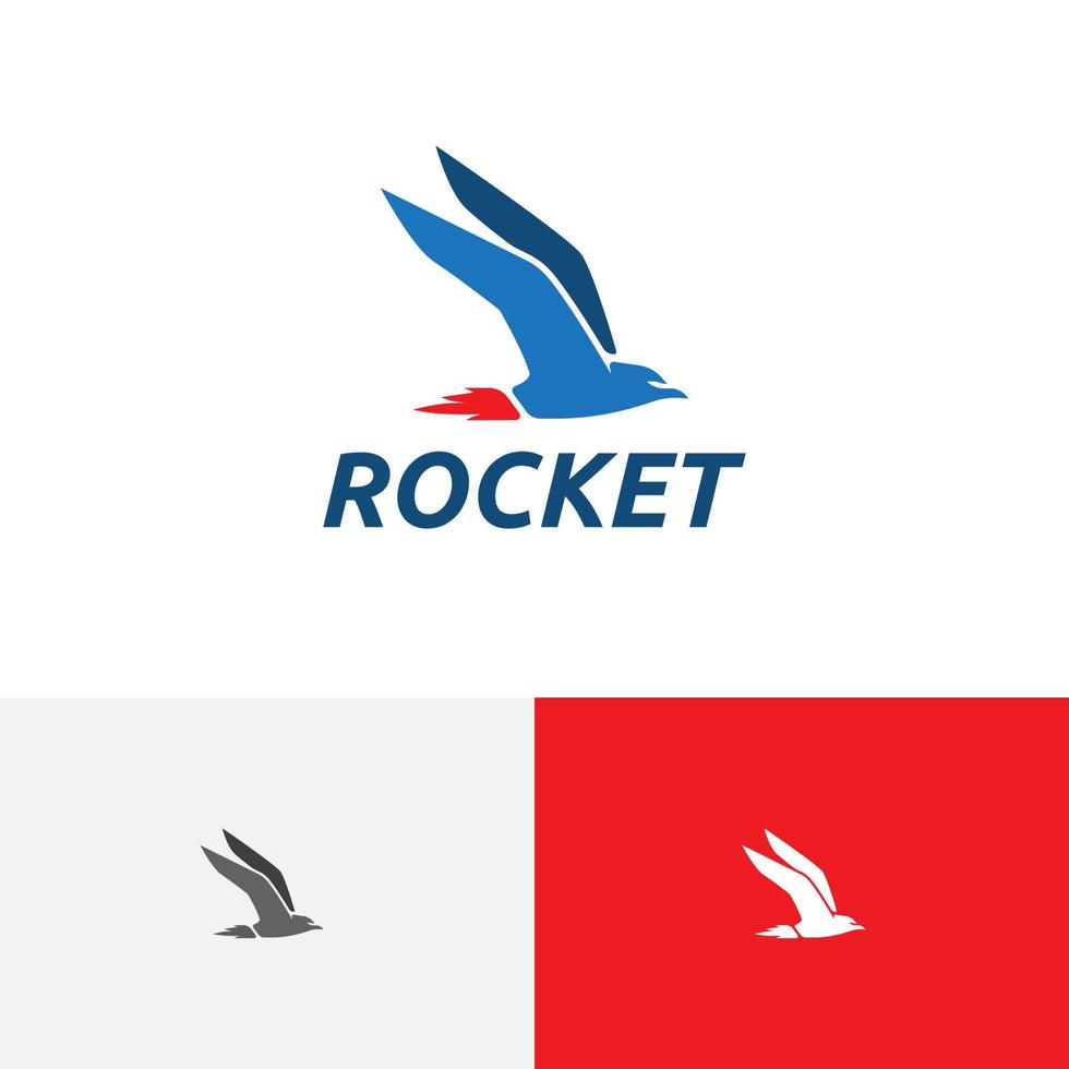 Fast Quick Rocket Seagull Bird Fly Transportation Delivery Logo vector