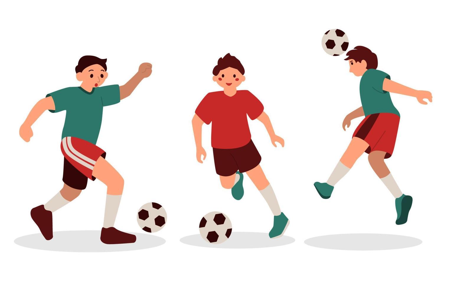 niño jugando fútbol futbolista deporte carácter aislado vector