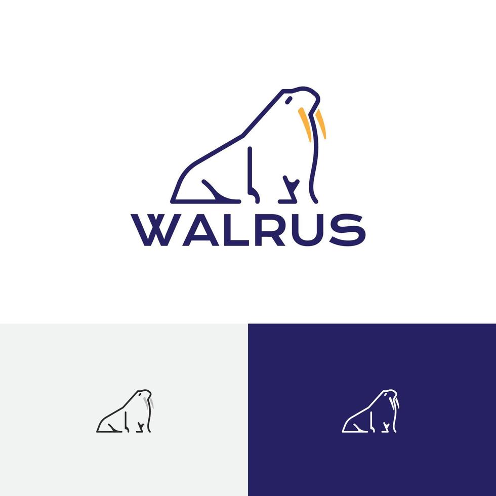 Tusk Walrus Animal Pole Wildlife Line Abstract Logo vector