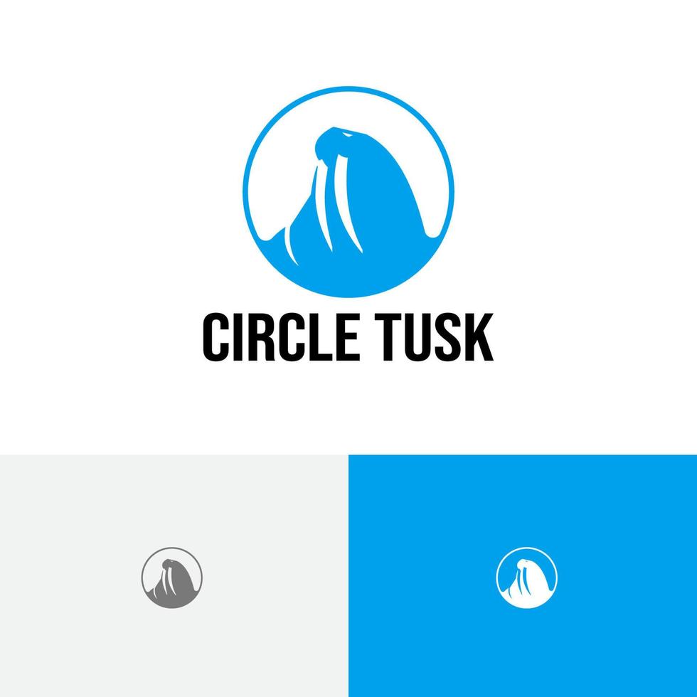 Circle Tusk Walrus Animal Pole Wildlife Nature Logo vector