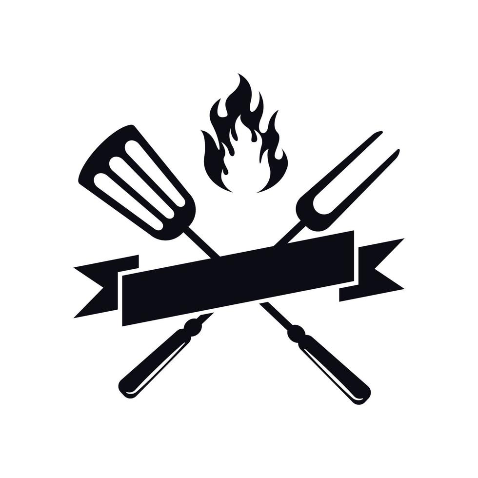 grill logo icon design template vector