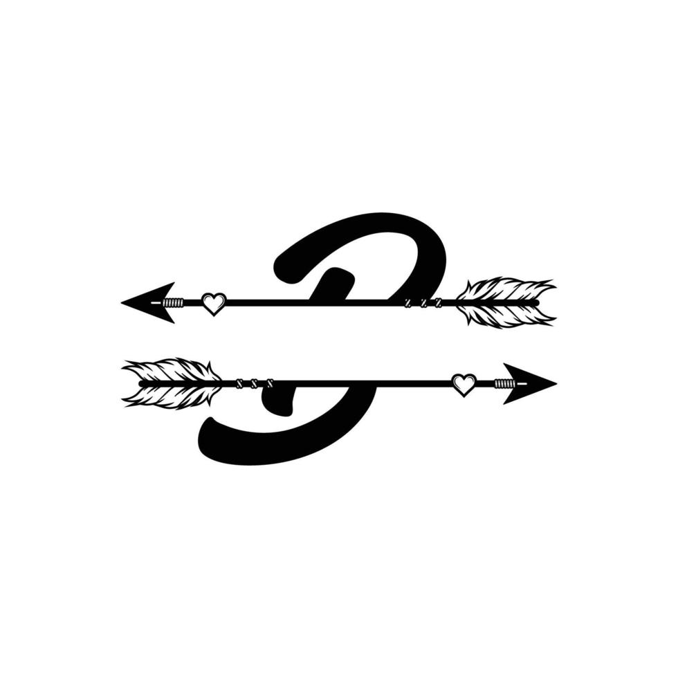 Initial Decorative Monogram Split Letter Vector