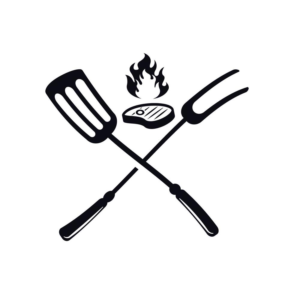 grill logo icon design template vector