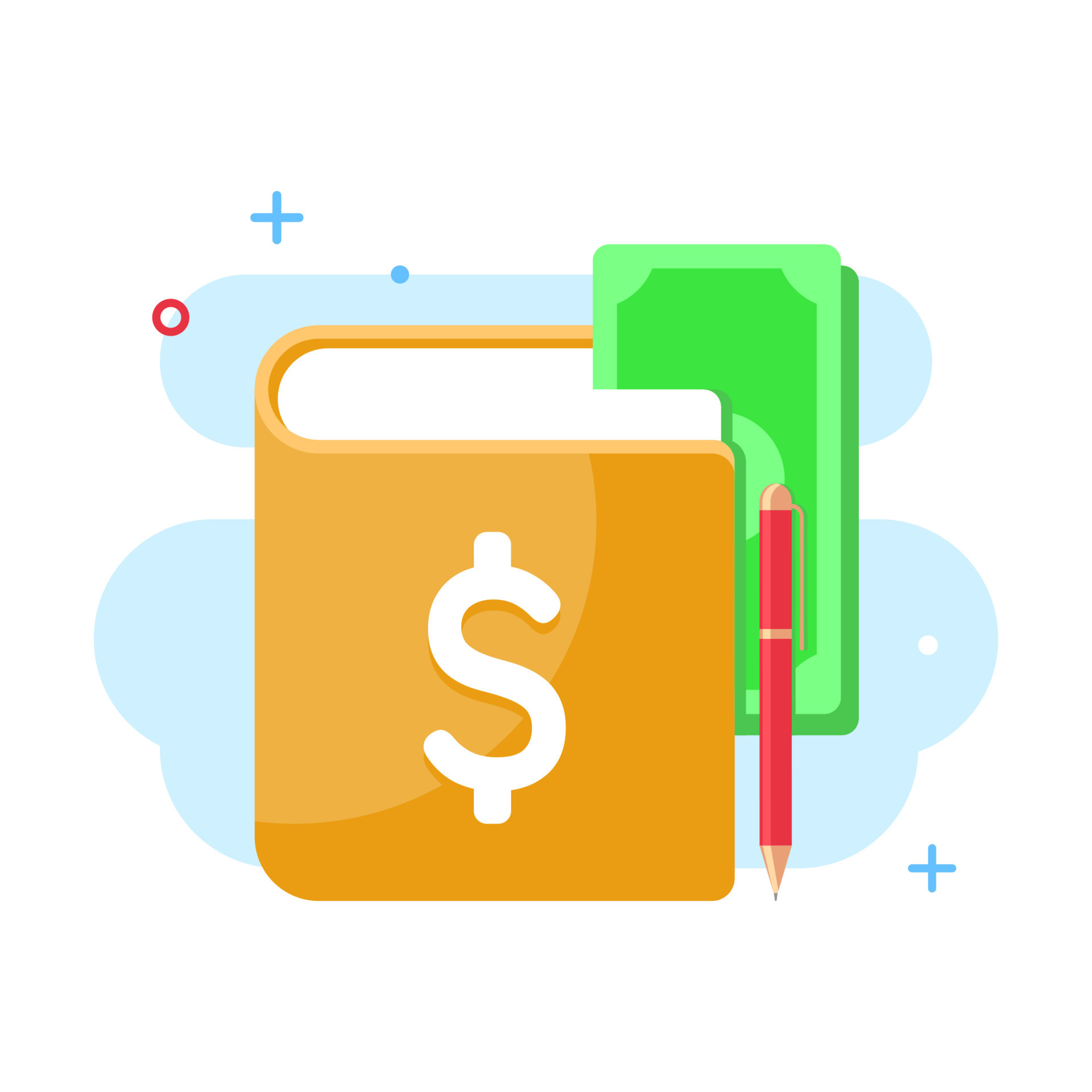 accounting ledger book, financial transaction logbook flat icon vector